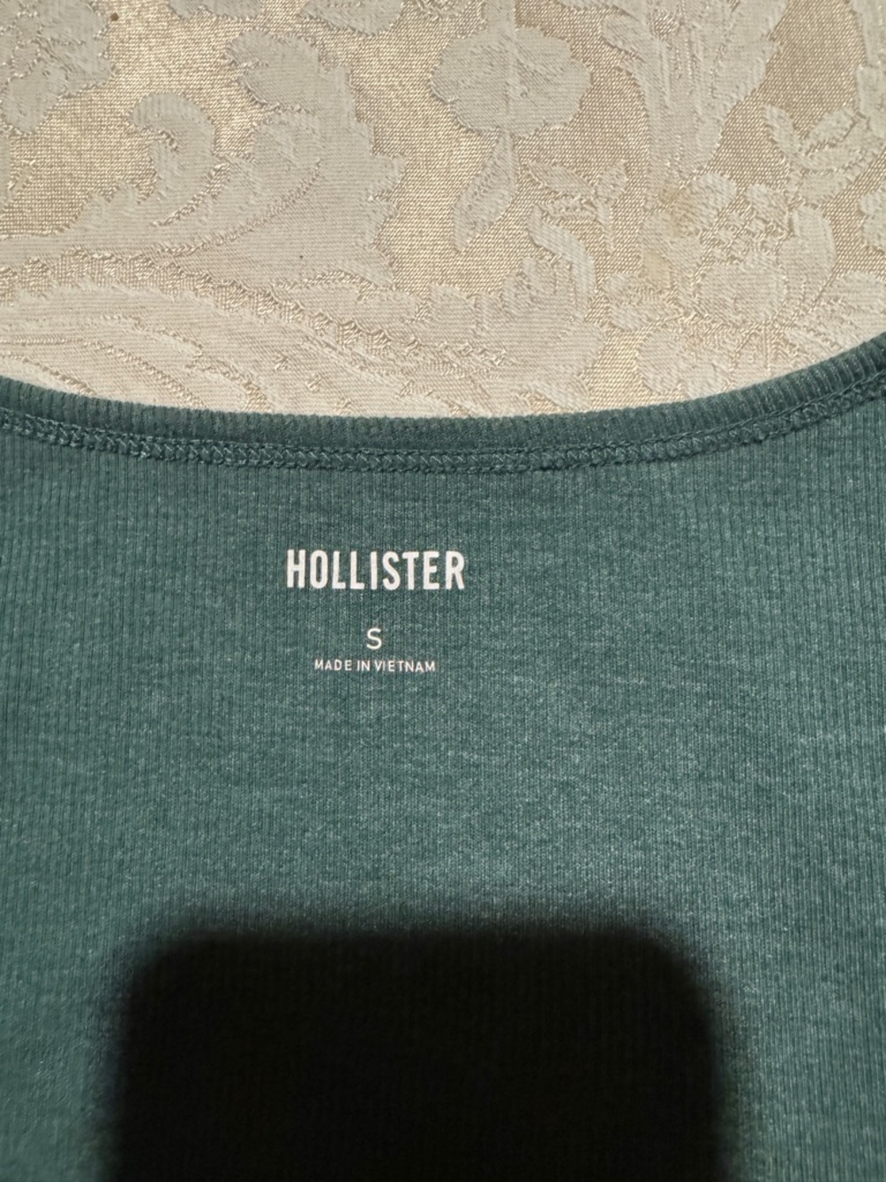 Hollister Ribbed Baby Tee Green Cropped Fitted Top Size Small/XS Y2K - Picture 7 of 7